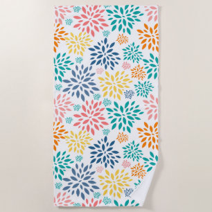 Colorful abstract flowers pattern beach towel