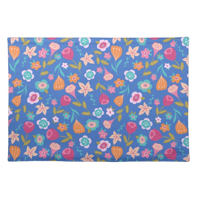 colorful abstract flowers pattern cloth placemat (Front)