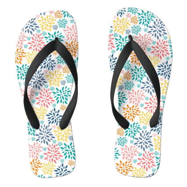 Colorful abstract flowers pattern flip flops (Footbed)