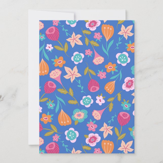 colorful abstract flowers pattern invitation (Front)