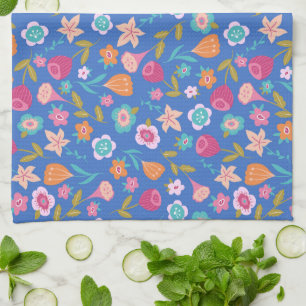 colorful abstract flowers pattern kitchen towel