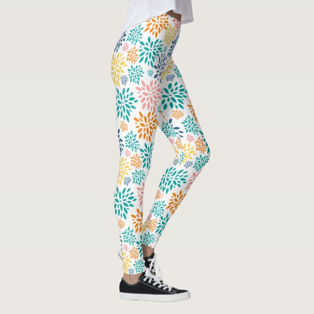 Colorful abstract flowers pattern leggings (Right)
