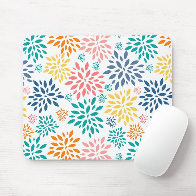 Colorful abstract flowers pattern mouse pad (With Mouse)