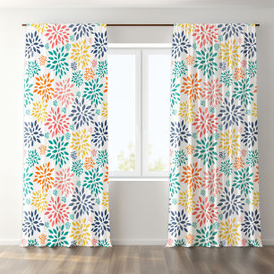 Colorful abstract flowers pattern sheer curtains