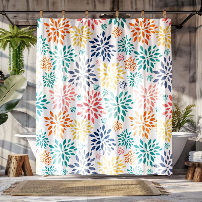 Colorful abstract flowers pattern shower curtain (Creator Uploaded)