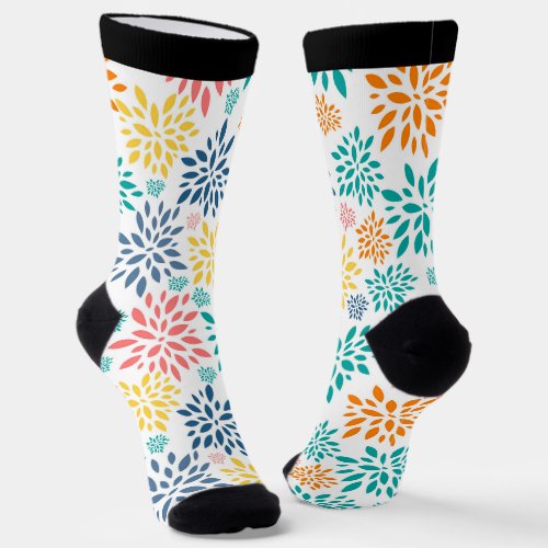 Colorful abstract flowers pattern socks