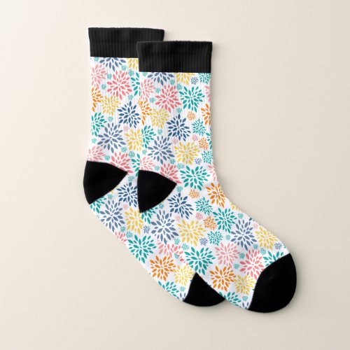 Colorful abstract flowers pattern socks