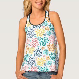 Colorful Abstract Flowers Pattern Tank Top