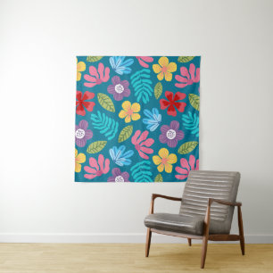 Colorful abstract flowers pattern tapestry