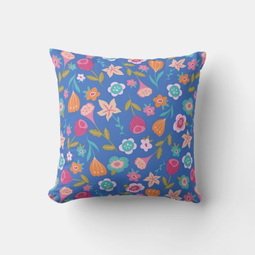 colorful abstract flowers pattern throw pillow