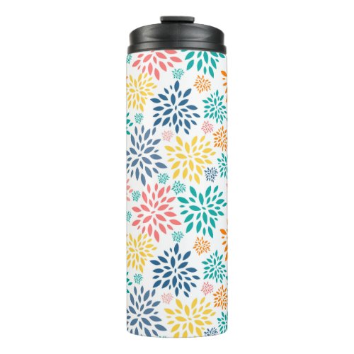 Colorful abstract flowers pattern tripod lamp pill thermal tumbler