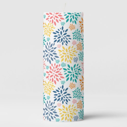 Colorful abstract flowers pattern tripod lamp pillar candle