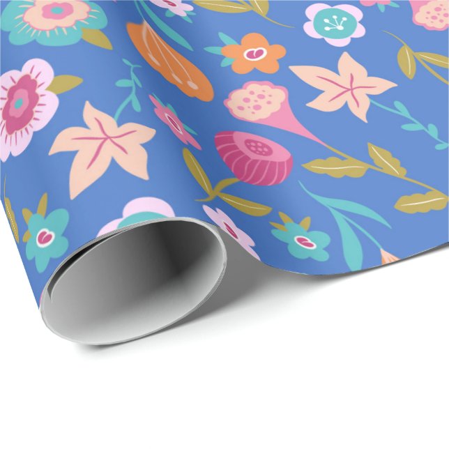 colorful abstract flowers pattern wrapping paper (Roll Corner)