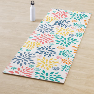 Colorful abstract flowers pattern yoga mat