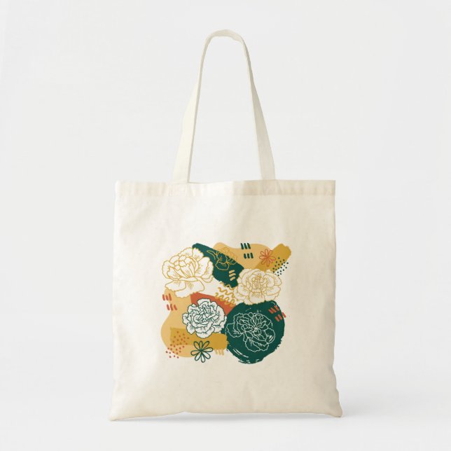 Colorful Abstract Flowers Tote Bag (Front)