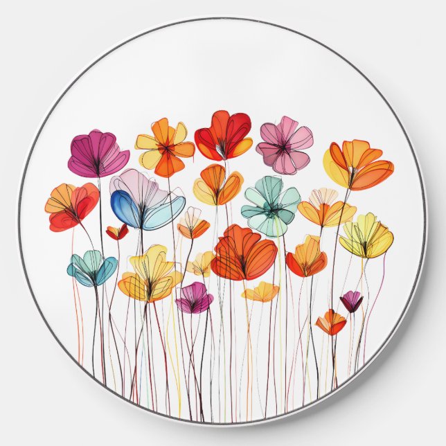 colorful abstract flowers wireless charger  (Front)
