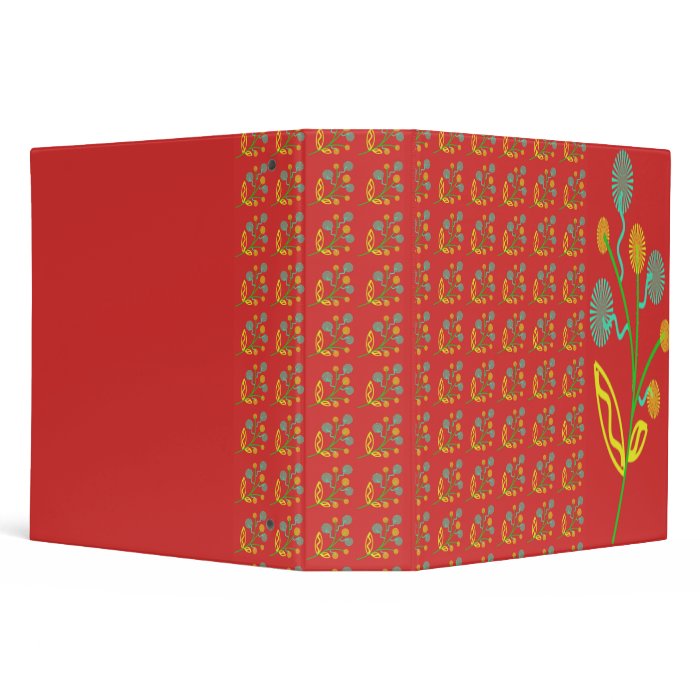 Colorful Abstract Flowers with Red Background Aver 3 Ring Binders