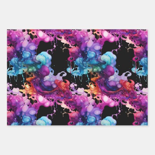 Colorful Abstract Fluid Art _ Vibrant and Dynamic  Wrapping Paper Sheets