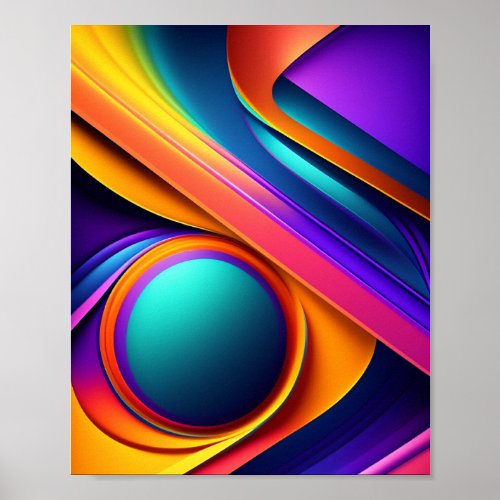 Colorful abstract fluid shapes organic geometric poster