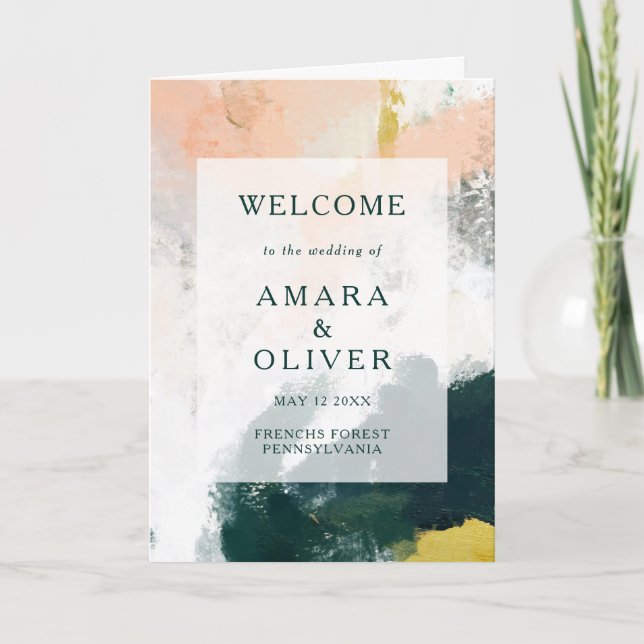 Colorful Abstract Folded Wedding Program (Front)