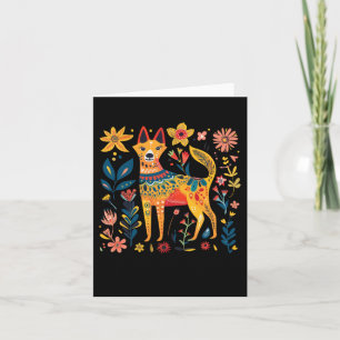 Colorful Abstract Folk Art Illustration Of A Dog S Card