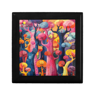 Colorful Abstract Forest Jewelry Box