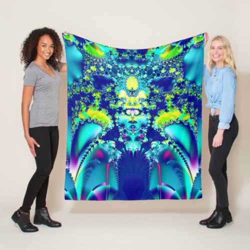 Colorful Abstract Fractal Art Fleece Blanket
