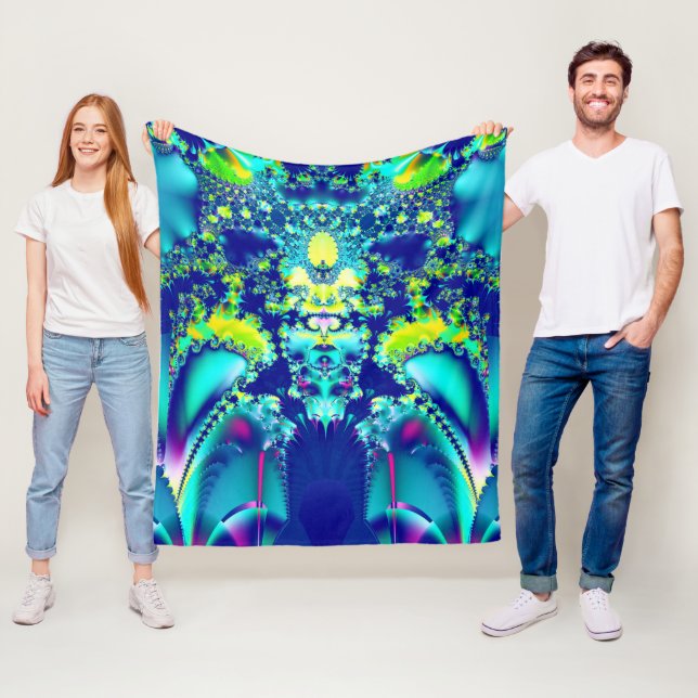Colorful Abstract Fractal Art Fleece Blanket (In Situ)