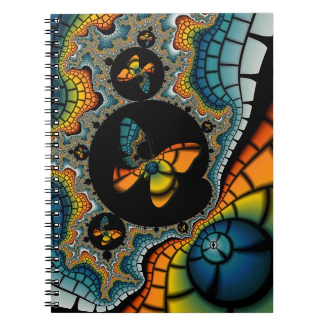 colorful abstract Fractal Butterfly Cacoon Notebook (Front)