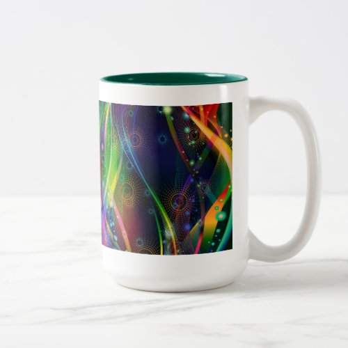 Colorful Abstract Fractal  Dynamic Lines Two_Tone Coffee Mug