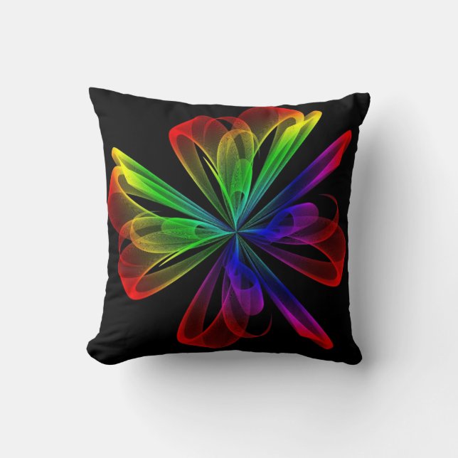 Colorful Abstract Fractal Wave  Throw Pillow (Front)