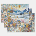 Colorful Abstract Fun Winter Wonderland Art Wrapping Paper Sheets
