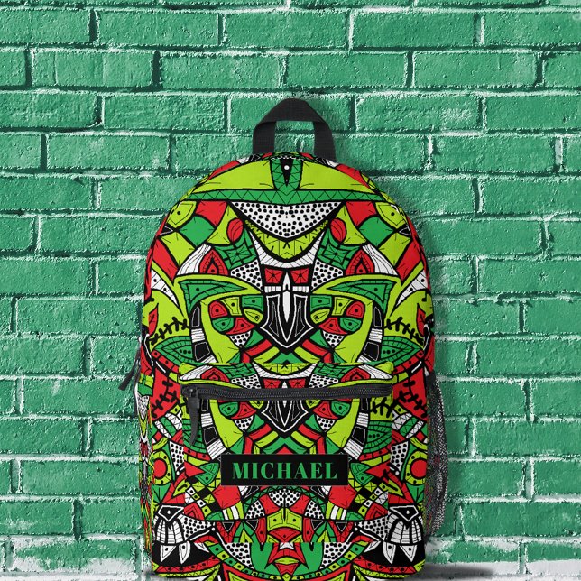 Colorful Abstract Funky Geometric Kaleidoscope  Printed Backpack (Creator Uploaded)