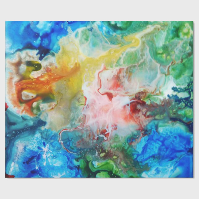 Colorful abstract galaxy painting wrapping paper (Flat)