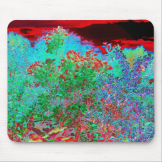 Colorful Abstract Garden with Crimson Sunset Mouse Pad