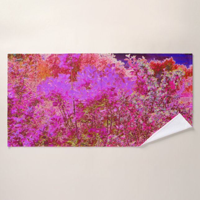 Colorful Abstract Garden with Purple Sunset Bath Towel (Bath Towel)