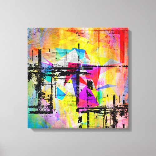 Colorful Abstract Geometric Abstract Landscape Canvas Print