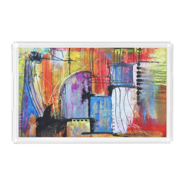 Colorful Abstract Geometric Acrylic Tray (Front)