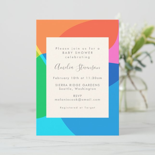 Colorful Abstract Geometric Baby Shower Invitation (Standing Front)