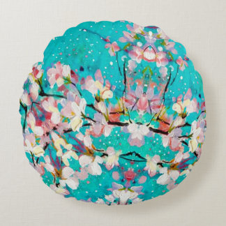 Colorful Abstract Geometric Background Pattern Round Pillow