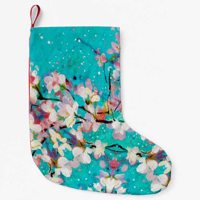 Colorful Abstract Geometric Background Pattern Small Christmas Stocking (Front)