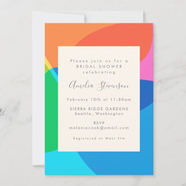 Colorful Abstract Geometric Bridal Shower Invitation (Front)