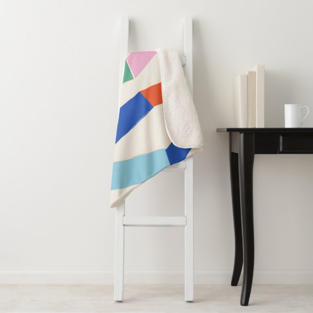Colorful Abstract Geometric Chevron Pattern Sherpa Blanket (In Situ)