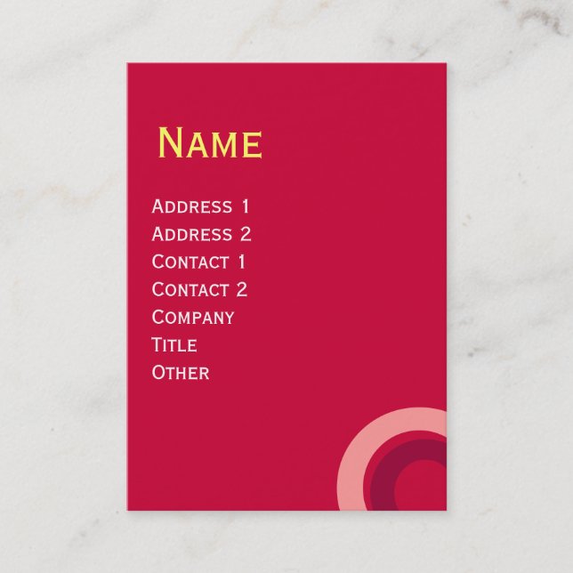 COLORFUL ABSTRACT GEOMETRIC CIRCLE Red Pink Yellow Business Card (Front)