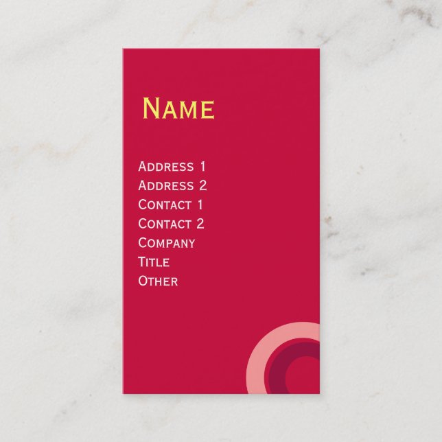 COLORFUL ABSTRACT GEOMETRIC CIRCLE Red Pink Yellow Business Card (Front)