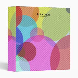 Colorful Abstract Geometric Circles Personalised 3 Ring Binder