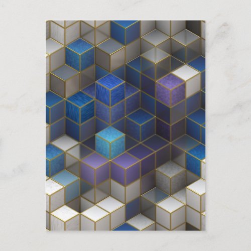 Colorful Abstract Geometric Cubes Postcard
