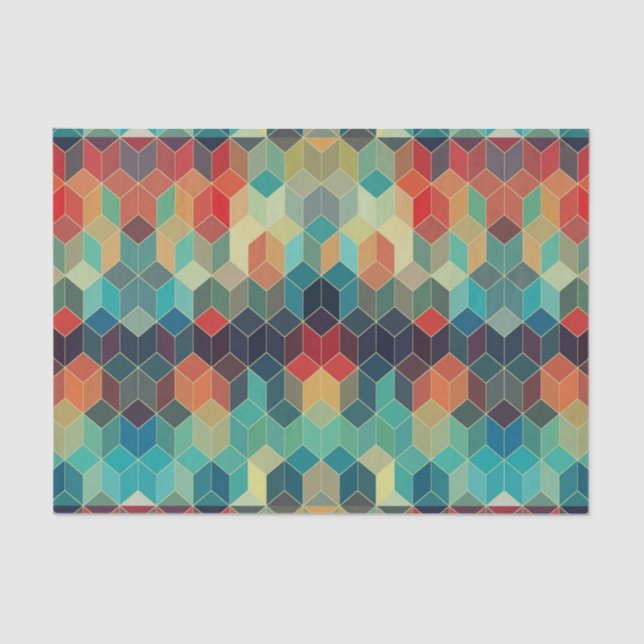 Colorful Abstract Geometric Cubes Tissue Paper (Front)