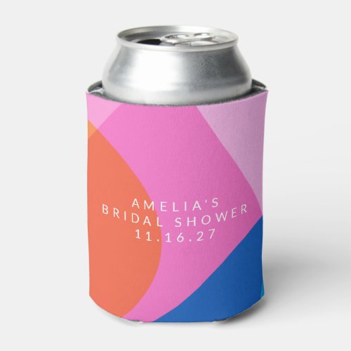 Colorful Abstract Geometric Custom Bridal Shower Can Cooler