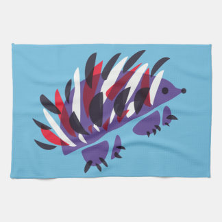 Colorful Abstract Geometric Cute Hedgehog Kitchen Towel